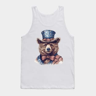 4th of July Bear Portrait Tank Top